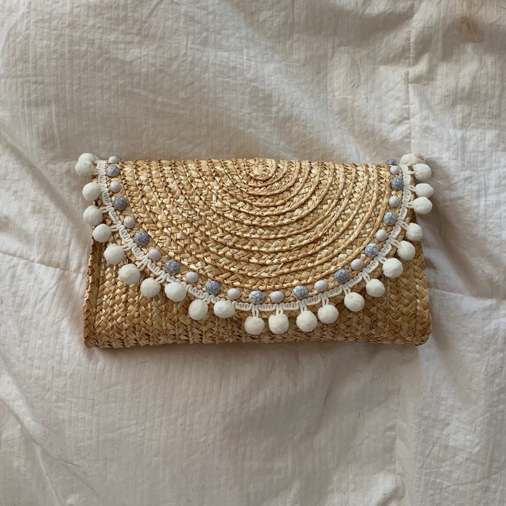 Handwoven Pompom clutch